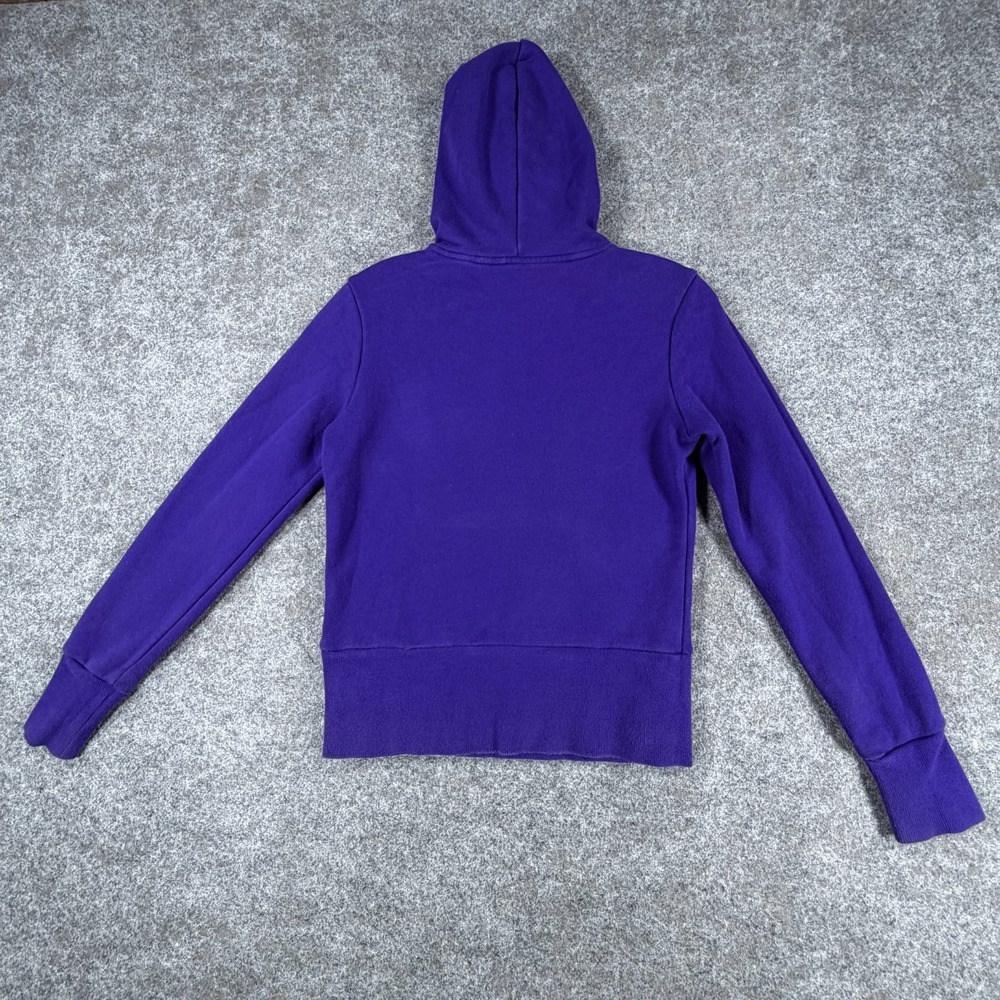 Adidas Hoodie Womens Small Purple Graphic Print Fleece Lined Rib Trim Athleisure - Picture 2 of 15